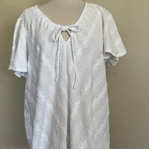 Cato White Textured Short Sleeve Blouse